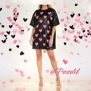 Sequin front oversized tunic dress S M L